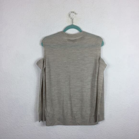 All Saints Elton Cream Merino Wool Sweater XS Cut Out Shoulder Lightweight - Picture 11 of 12